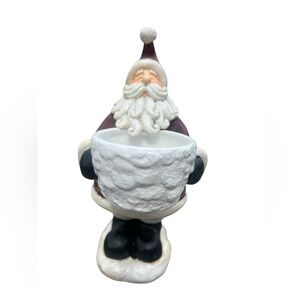 Vintage Santa Candle Holder 11” Ceramic with Removable Votive Bowl Original Box